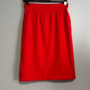 Escada Vintage Red Wool Straight Pencil Skirt 42